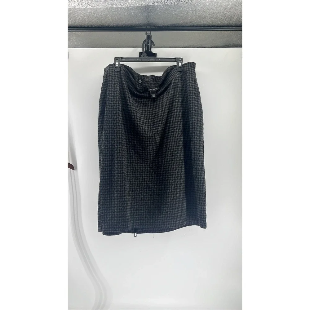 Lane Bryant 26 Houndstooth Pencil Skirt Gray Black Zip